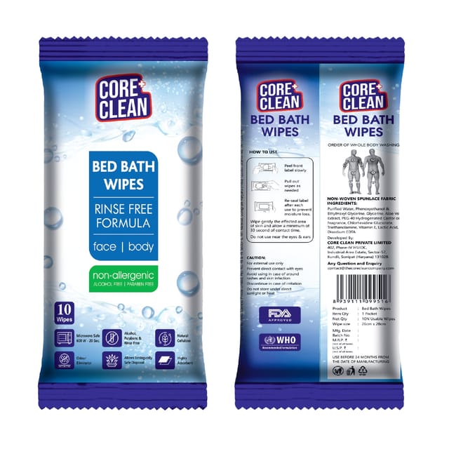 Core Clean bed- en lichaamsdoekjes (10 keer trekken)